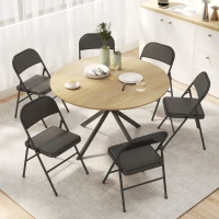 HOMCOM Set of 6 Metal Foldable Chairs, PU Leather Padded Folding Chairs with Cushion Seat and Open Back for Indoor, Black(m-7)