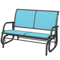 Outsunny 2-Person Outdoor Glider Bench, Patio Double Swing Rocking Chair Loveseat w/Powder Coated Steel Frame for Backyard Garden Porch, Blue(m-11)