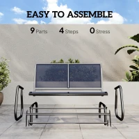 Outsunny 2-Person Outdoor Glider Bench, Patio Double Swing Rocking Chair Loveseat with  Steel Frame, Dark Blue(m-5)