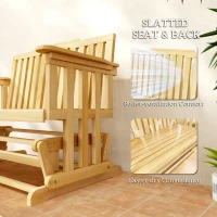 Outsunny 2-Person Patio Swing Glider Bench with Quick Drying Design and Wide Armrest, Wood Rocking Chair Loveseat for Backyard Garden Porch, Natural(m-6)