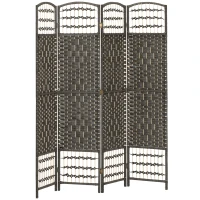 HOMCOM 4 Panel Room Divider, Folding Screen, 5.6', Dark Gray(m-11)