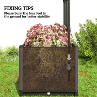 Outsunny 8ft Garden Arch with Two Planters Outdoor Steel Trellis Arbor for Climbing Plants, Weddings, Party, Brown, Black(m-5)