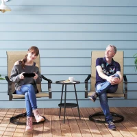 Outsunny Patio Swivel Chairs Set of 2, High Back Patio Dining Chairs with All-Weather Mesh for Backyard, Lawn, Garden, Brown(m-2)