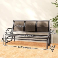 Outsunny 3-Seat Outdoor Glider Chair, Patio Rocking Chair, Steel Frame, Sling Fabric Seat for Garden, Backyard, Lawn, Black(m-3)