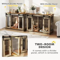 PawHut Dog Crate, Dog Cage End Table with Divider Panel, Dog Crate Furniture for Large Dog and 2 Small Dogs, Oak(m-5)