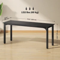 HOMCOM 71" Computer Desk, Desktop Desk with Metal Legs, Distressed Black(m-3)