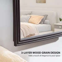 HOMCOM 64" x 21" Full Length Mirror, Free Standing, Leaning or Wall, Arched Full Body Mirror, Brown Wood Grain(m-5)
