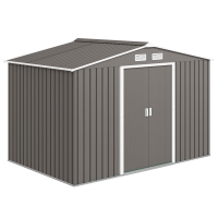 Outsunny Large Outdoor Storage Shed, 9x6 Garden Tool Shed for Patio, Garage, Lawn, Gray