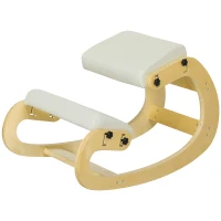 HOMCOM Ergonomic Kneeling Chair, Adjustable Rocking Wood Kneeling Stool, Desk Chair, Improve Posture, Cream White(m-2)
