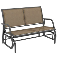 Outsunny 2-Person Outdoor Glider Bench, Patio Double Swing Rocking Chair Loveseat with  Steel Frame, Light Mixed Brown(m-11)