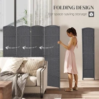 HOMCOM Folding Room Divider Screen 4 Panel 5.6 ' Tall Privacy Screen Freestanding Room Partition for Home Office, Charcoal Gray(m-5)