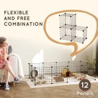 PawHut Pet Playpen, DIY Cage House for Small Animals, Guinea Pigs, Hedgehogs, Black(m-4)