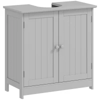 HOMCOM Bathroom Vanity Cabinet, Under Sink Bathroom Cabinet with 2 Doors and Adjustable Shelf, Light Gray(m-11)