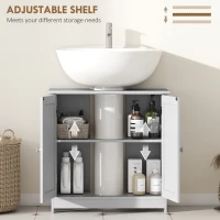 HOMCOM Bathroom Vanity Cabinet, Under Sink Bathroom Cabinet with 2 Doors and Adjustable Shelf, Light Gray(m-5)