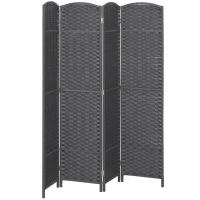 HOMCOM Folding Room Divider Screen 4 Panel 5.6 ' Tall Privacy Screen Freestanding Room Partition for Home Office, Charcoal Gray(m-11)