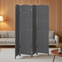 HOMCOM Folding Room Divider Screen 4 Panel 5.6 ' Tall Privacy Screen Freestanding Room Partition for Home Office, Charcoal Gray(m-8)