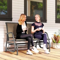 Outsunny 2-Person Outdoor Glider Bench, Patio Double Swing Rocking Chair Loveseat with  Steel Frame, Light Mixed Brown(m-10)
