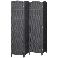 HOMCOM Folding Room Divider Screen 4 Panel 5.6 ' Tall Privacy Screen Freestanding Room Partition for Home Office, Charcoal Gray(m-1)