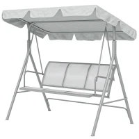 Outsunny 3-Seater Outdoor Swing Chair, Patio Swing, A Frame Porch Swing with Canopy, Garden Hammock Glider Bed, Light Grey(m-2)