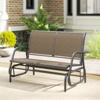 Outsunny 2-Person Outdoor Glider Bench, Patio Double Swing Rocking Chair Loveseat with  Steel Frame, Light Mixed Brown(m-8)