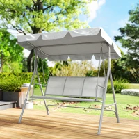 Outsunny 3-Seater Outdoor Swing Chair, Patio Swing, A Frame Porch Swing with Canopy, Garden Hammock Glider Bed, Light Grey(m-8)