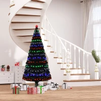 HOMCOM 6ft Tall Fir Artificial Christmas Tree with Realistic Branches, 230 Multi-Color Fiber Optic LED Lights and 230 Tips, Black(m-10)