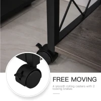 HOMCOM Industrial End Table with Drawer and Bottom Shelf, Mobile Side Table with 4 Wheels for Living Room,Grey(m-5)