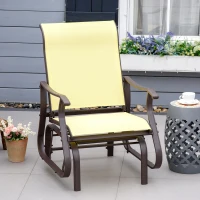 Outsunny Outdoor Glider Chair, Gliders for Outside Patio with Steel Frame and Mesh Fabric for Backyard, Garden, and Porch, Beige(m-10)