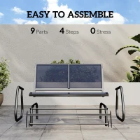 Outsunny 2-Person Outdoor Glider Bench, Patio Double Swing Rocking Chair Loveseat with  Steel Frame, Dark Blue(m-5)