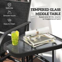 Outsunny Outdoor Glider Bench with Coffee Table, Patio 2-Seat Rocking Chair Swing Loveseat with Breathable Sling for Backyard Garden Porch, Black(m-6)