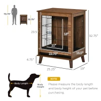 PawHut Wooden Dog Kennel, End Table Furniture with Lockable Doors, Small Size Pet Crate Indoor Animal Cage, Brown(m-3)