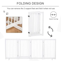 PawHut 4 Panel Foldable Free Standing Pet Gate with Support Feet for Medium and Large Dogs, for Stairway, Doorway, Hallway(m-4)