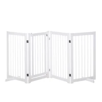 PawHut 4 Panel Foldable Free Standing Pet Gate with Support Feet for Medium and Large Dogs, for Stairway, Doorway, Hallway(m-11)