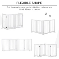 PawHut 4 Panel Foldable Free Standing Pet Gate with Support Feet for Medium and Large Dogs, for Stairway, Doorway, Hallway(m-7)