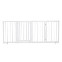 PawHut 4 Panel Foldable Free Standing Pet Gate with Support Feet for Medium and Large Dogs, for Stairway, Doorway, Hallway(m-2)