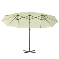 Outsunny Outdoor Patio Umbrella Offset Cantilever Umbrella with Twin Canopy Sunshade Umbrella with Lift Beige(m-11)