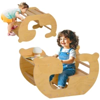 Qaba 2 in 1 Wooden Toddler Climbing Toy Indoor, Kids Table and Chair Set(m-11)