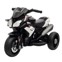 Qaba Kids Electric Motorcycle Ride-On Toy with 3 Wheels, Music, Horn, Lights, Black(m-11)