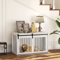 PawHut 46.5" Dog Crate Furniture, Dog Crate End Side Table for Extra Large Dogs, White(m-8)