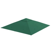 Outsunny 10' x 10' Square Gazebo Canopy Replacement UV Protected Top Cover Sun Shade Green(m-11)
