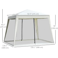 Outsunny 10x10ft Party Tent Canopy with Netting, Patio Screen House Slant Leg Outdoor Gazebo Sun Shade Shelter, Beige(m-3)