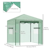 Outsunny 8' x 6' Portable Pop Up Greenhouse, Outdoor Walk-in Hot House with Roll-up Door & 2 Windows, Foldable Garden Green House for Plants Herbs Vegetables, Green(m-3)