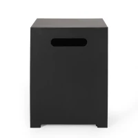 Square Metal Propane Tank Cover Side Table with Durable Iron Frame, Built-in Propane Tank Space, 15.5" L x 15.5" W x 20" H, Dark Grey(m-10)