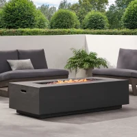 50,000 BTU Rectangle MGO Fire Table with Modern Design, Durable Iron Frame, No Assembly Required, 56" L x 26.5" W x 15" H, Dark Grey(m-5)