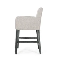 Set of 2 Upholstered Counter Stools with Durable Craftsmanship, Contemporary Style with Rubberwood Frame, 24×23×39.5 inch, Light Gray(m-7)