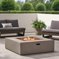 50,000 BTU Square MGO Fire Table for Effortless Warmth, Modern Design with Lightweight Concrete, 40" L x 40" W x 12.5" H, Light Gray(m-4)