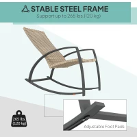 Outsunny 2 Pieces Wicker Patio Rocking Chair Set, Rattan Outdoor Rocking Chair Set with High Back, Armrests for Garden, Khaki(m-7)