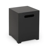 Square Metal Propane Tank Cover Side Table with Durable Iron Frame, Built-in Propane Tank Space, 15.5" L x 15.5" W x 20" H, Dark Grey(m-2)