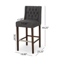 2 Sets of Modern Minimalist Bar Stool with Commercial Grade, Seat with Metal Legs and High-Density Fabric Seat, 19" L x 23.5" W x 44.5" H, Gray(m-3)