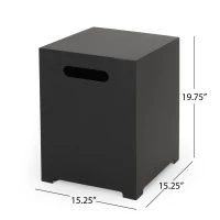 Square Metal Propane Tank Cover Side Table with Durable Iron Frame, Built-in Propane Tank Space, 15.5" L x 15.5" W x 20" H, Dark Grey(m-3)